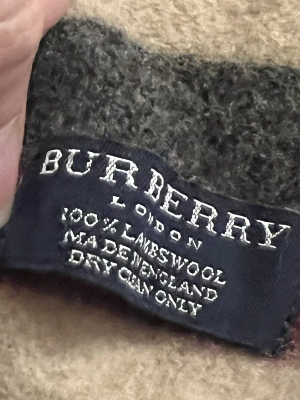Burberry London Short Fringed Striped Lambswool Scarf
